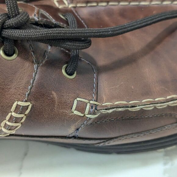 Rugged Shark Pilot leather brown Men size 13 moccasin boat shoes antimicrobial - Picture 5 of 10